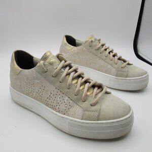 P448 Sneakers Thea Aria Platform Cork EU 38 Gold Tan Lace Up Shoes Women's 8